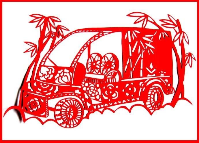 車型剪紙（益高垃圾環(huán)衛(wèi)車）